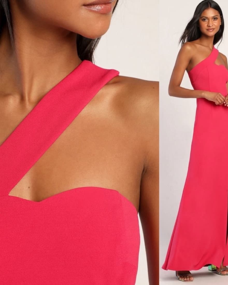 Hot Pink Asymmetrical Sweetheart Mermaid - Image 3