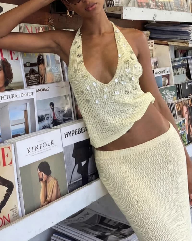 Chic Crochet Halter Maxi Set - Image 1