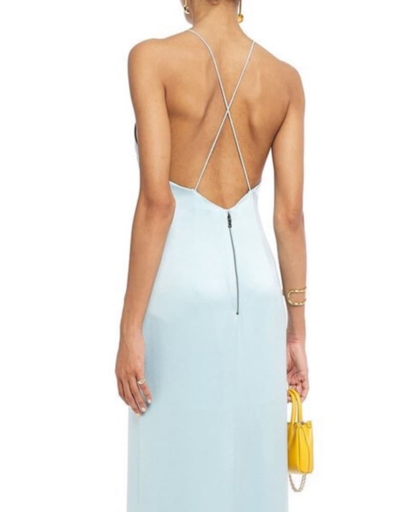 Alice + Olivia Light Blue Satin Dress - Image 4