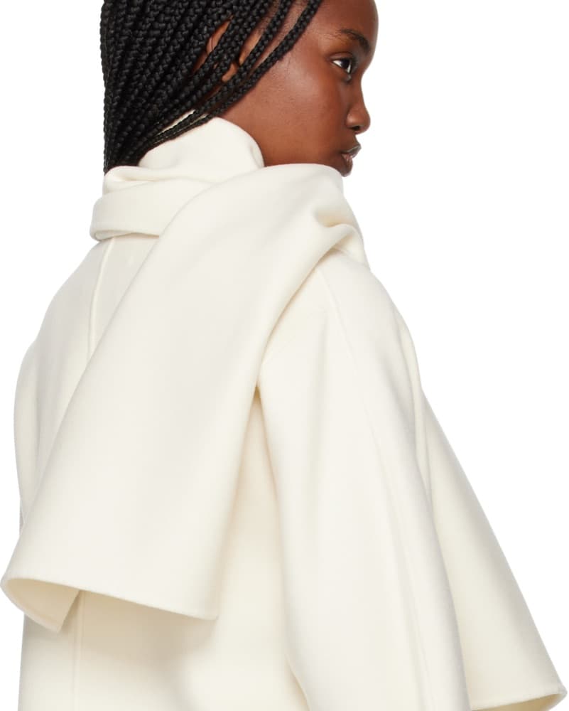 Scarf Coat Wool Winter White  - Image 2