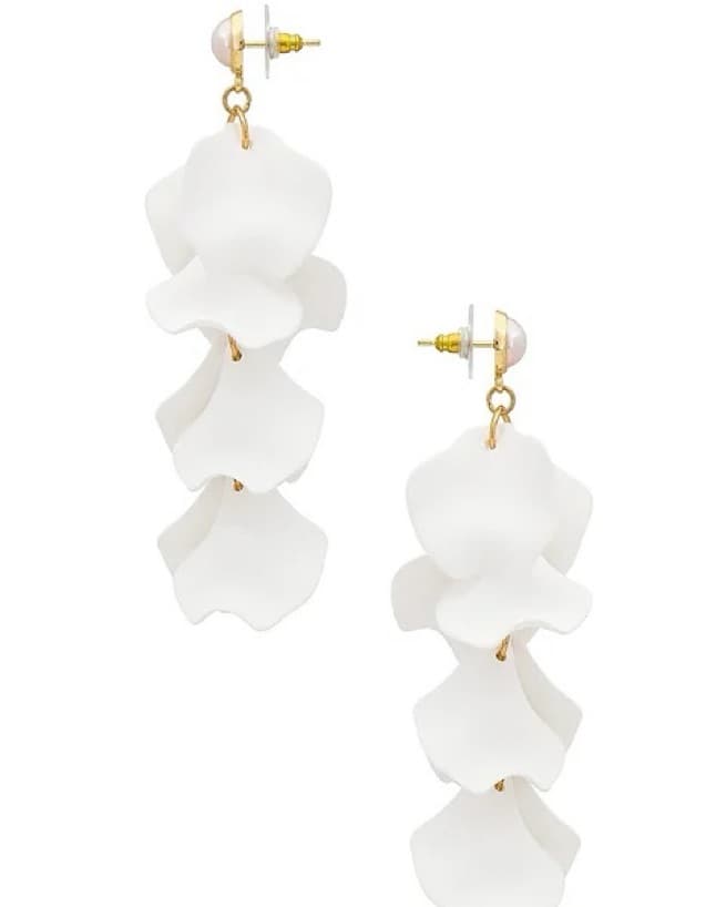 Shashi Bougainvillea Earrings in White - Image 2