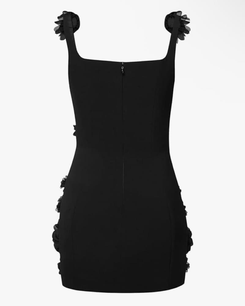 Black Semi Dress With Flowers  - Image 3