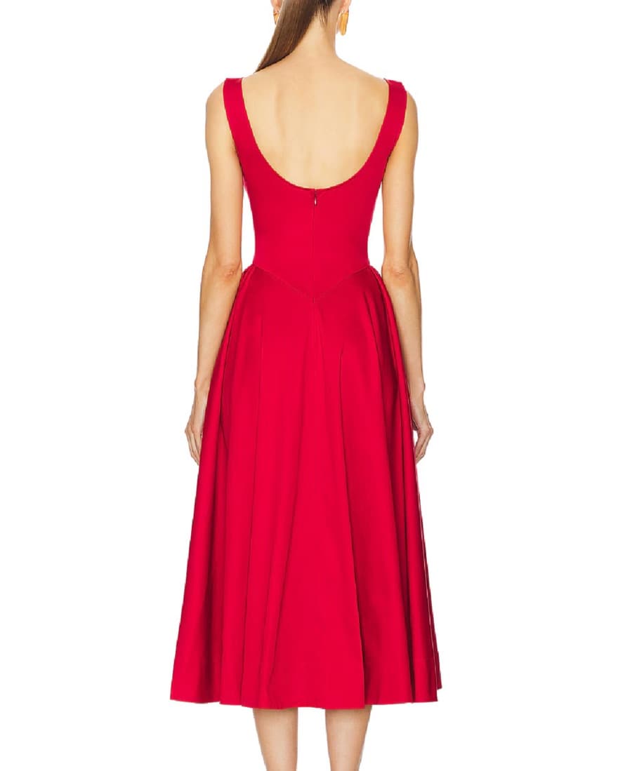 Helsa Stretch Cotton Sateen Midi Dress - Image 3