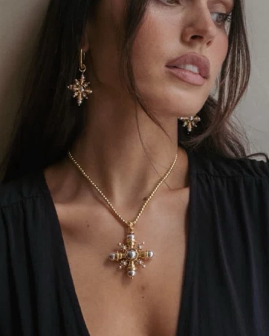 Weworewhat Mixed Metal Cross Pendant  - Image 1