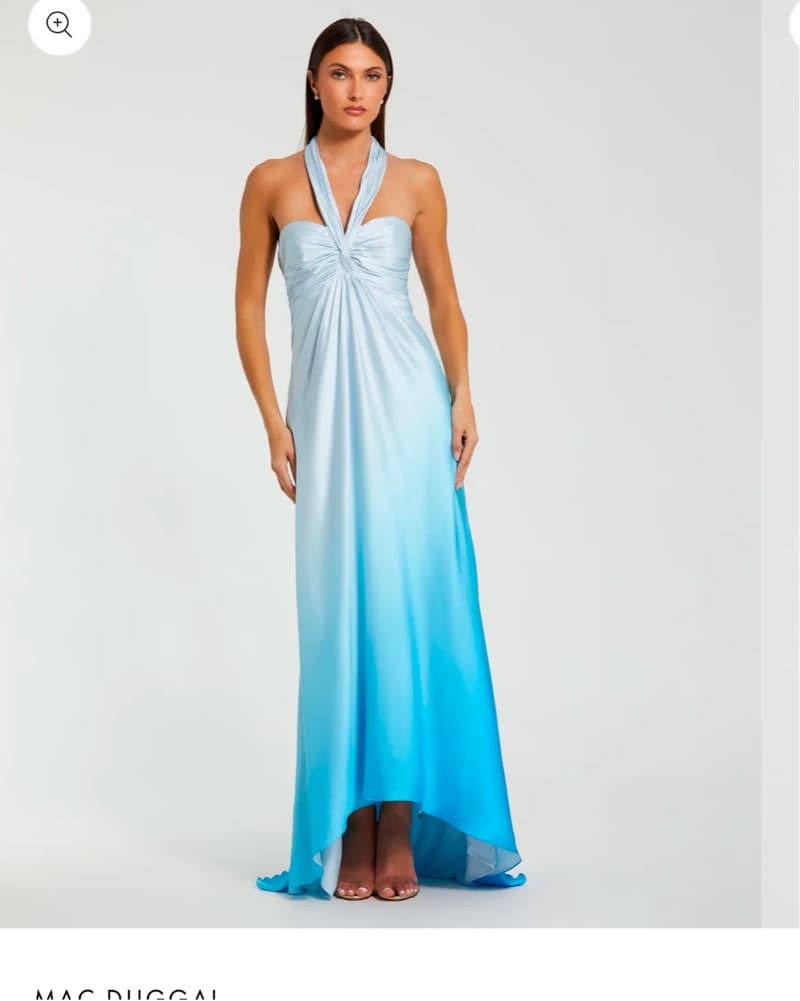  MAC DUGGAL Blue Charmeuse Tie Halter Ne - Image 1