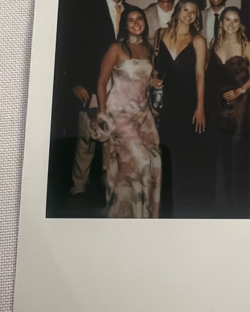 Floral Strapless Dress With Neck Scarf - Image 2