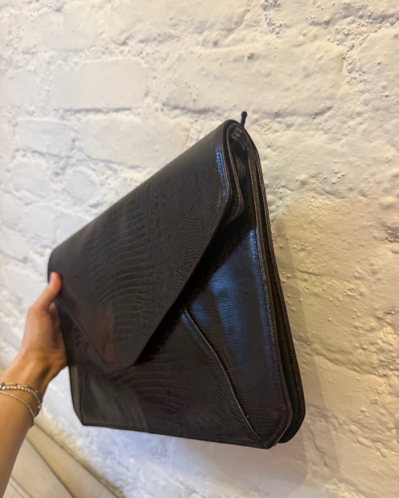 Donna Karan Black Leather Envelope Bag - Image 2