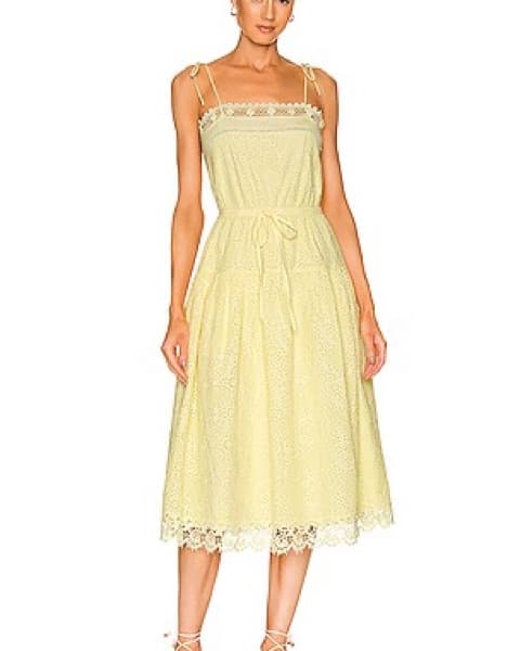Ulla Johnson Yellow Lily Lace Midi Dress - Image 5