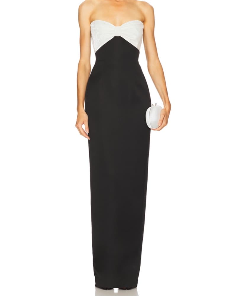 White Bow Black Dress - Image 1