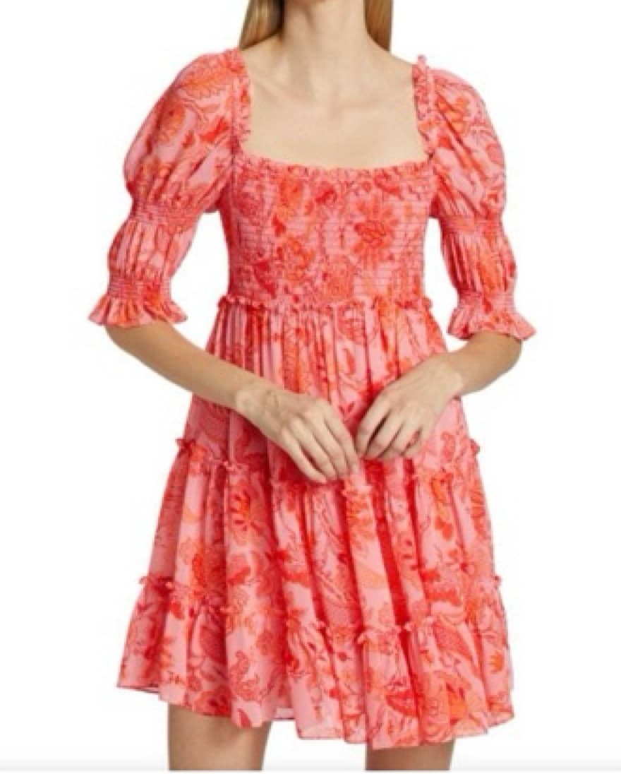 Jacky Puff-Sleeve Smocked Minidress - Image 1
