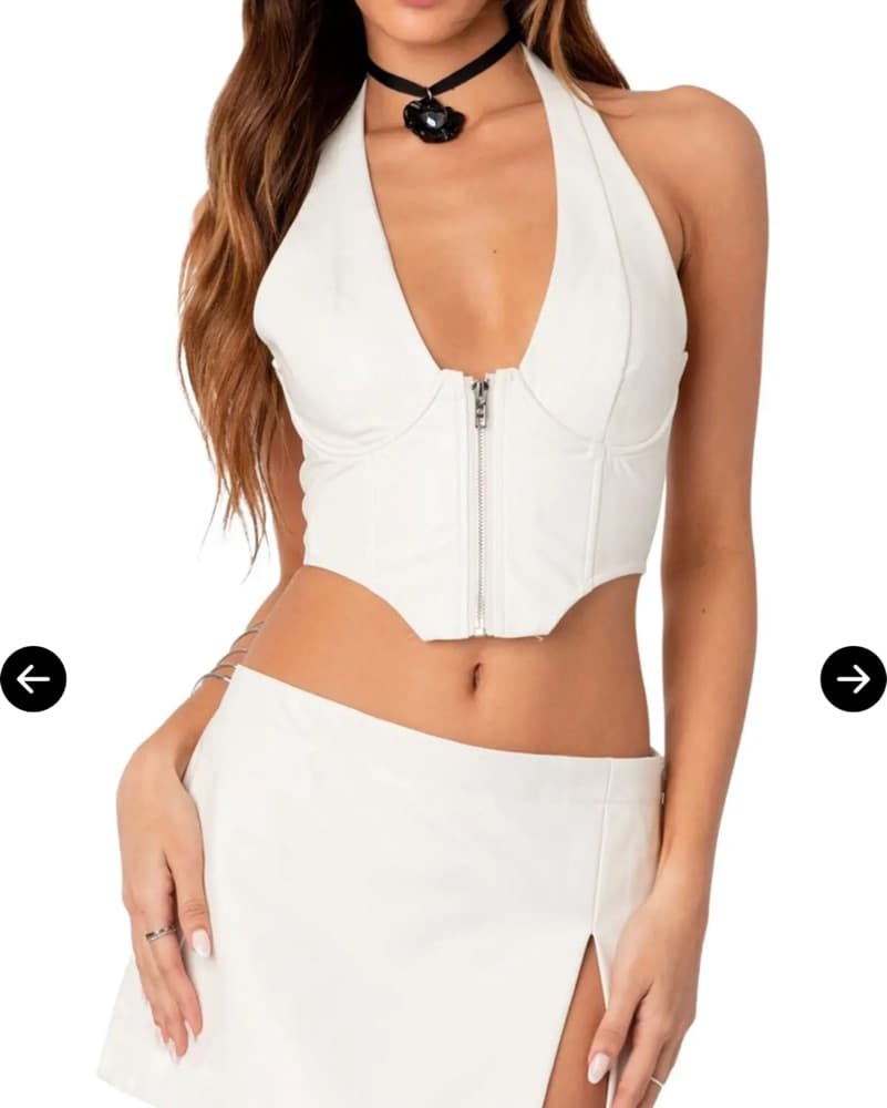 Faux Leather Corset Halter Top  - Image 1