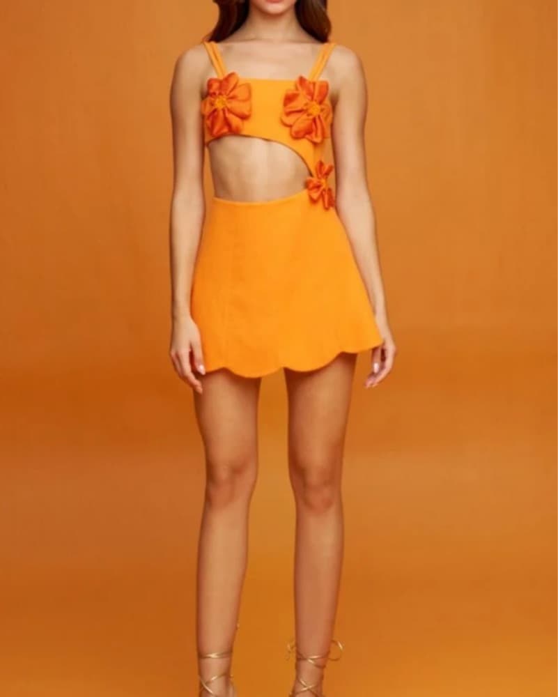 Amaryllis Orange Floral Mini Dress - Image 5