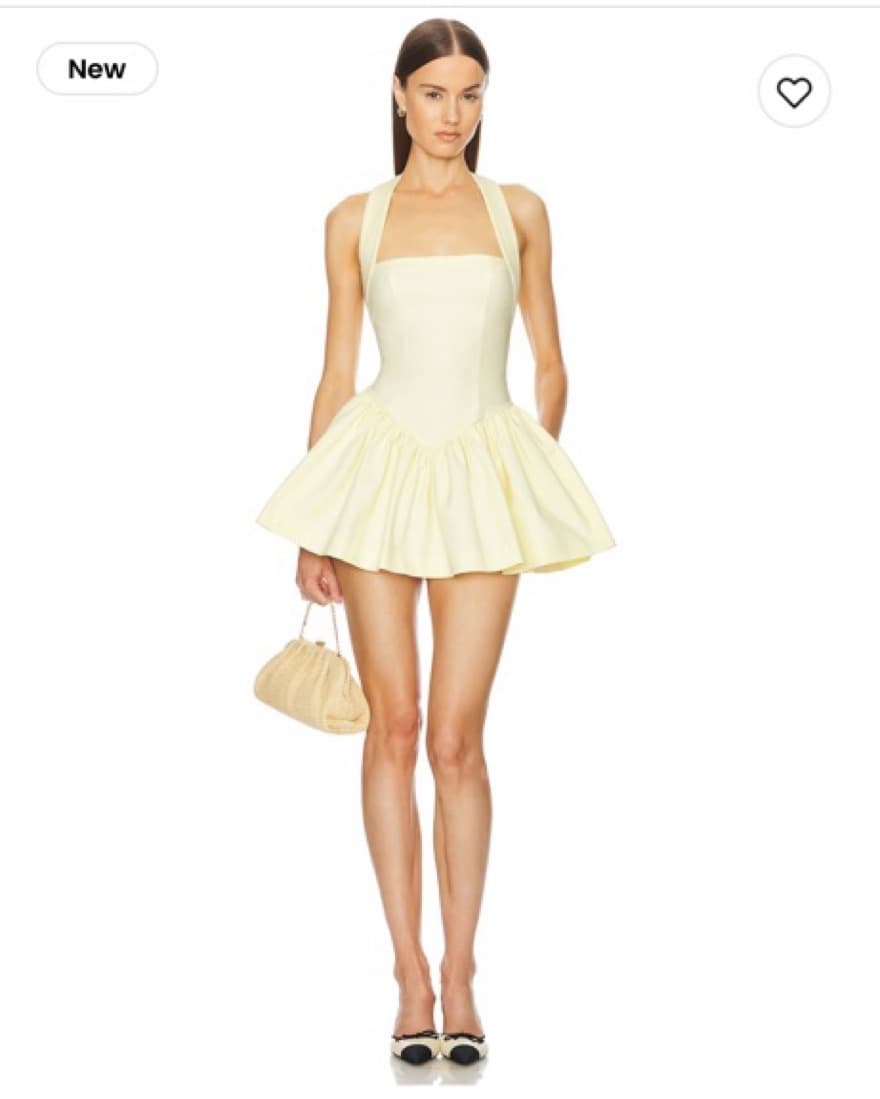 Helsa Faille Halter Mini Dress Lemon - Image 5