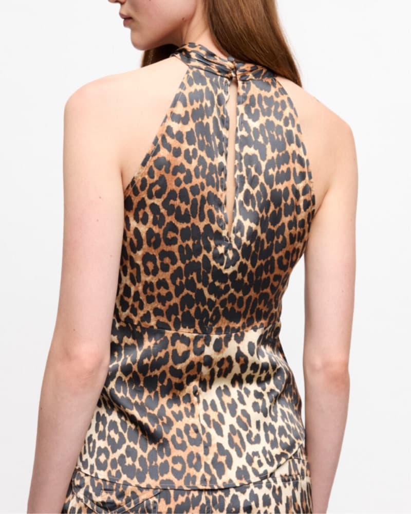 Ganni Leopard Print Halter Top - Image 2