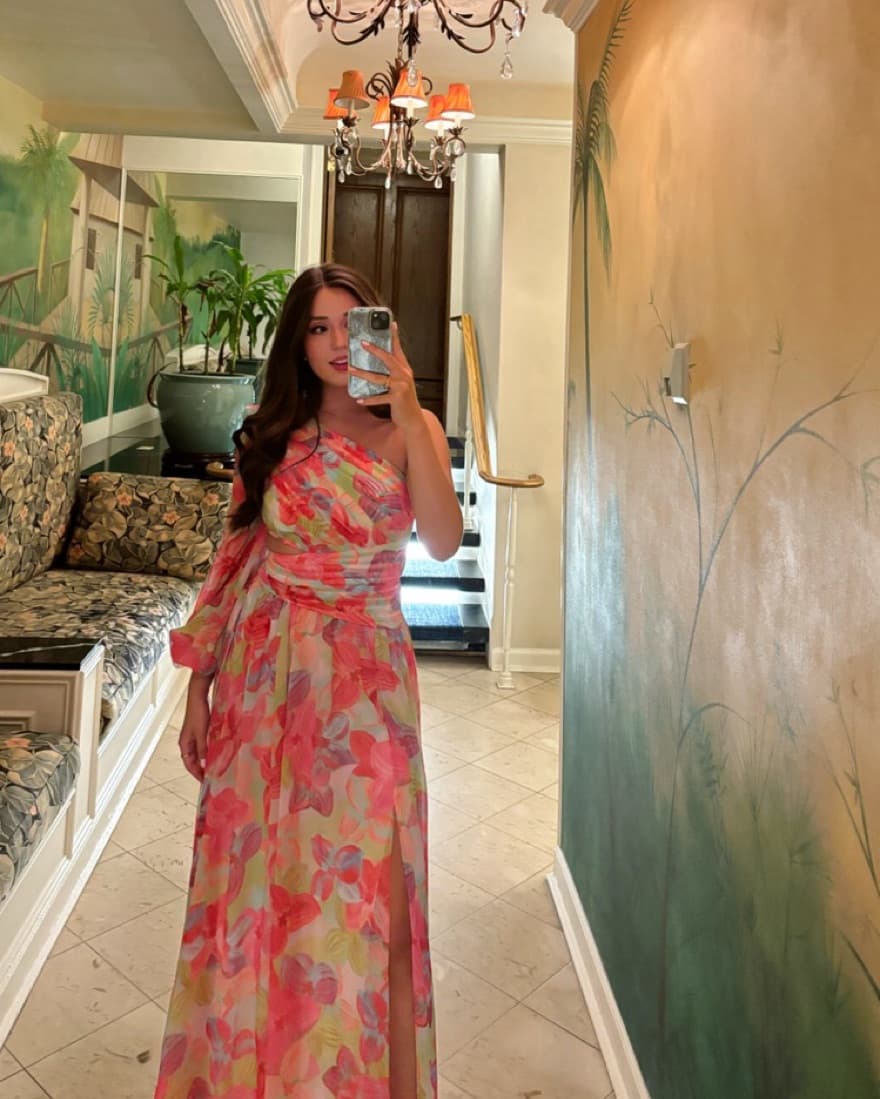 PatBo Floral One Shoulder Gown - Image 1