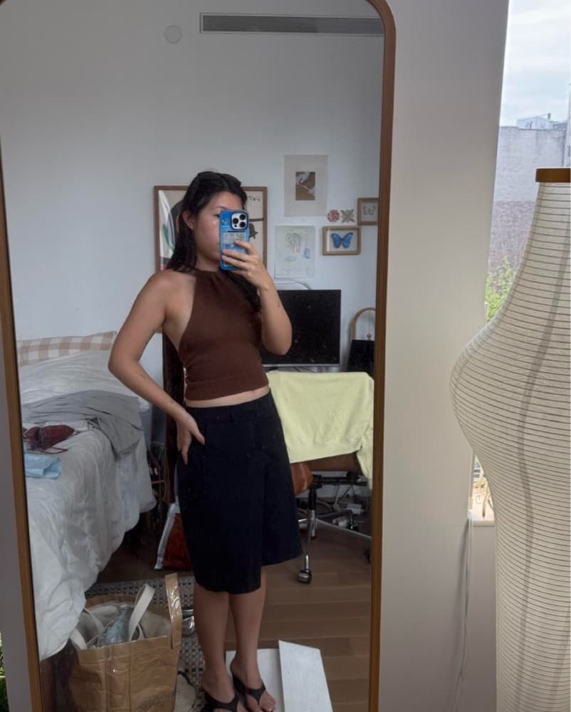 Emily Dawn Long Brown Knit Top - Image 2