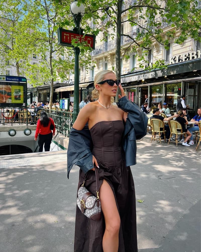Brown Strapless Maxi Dress - Image 1