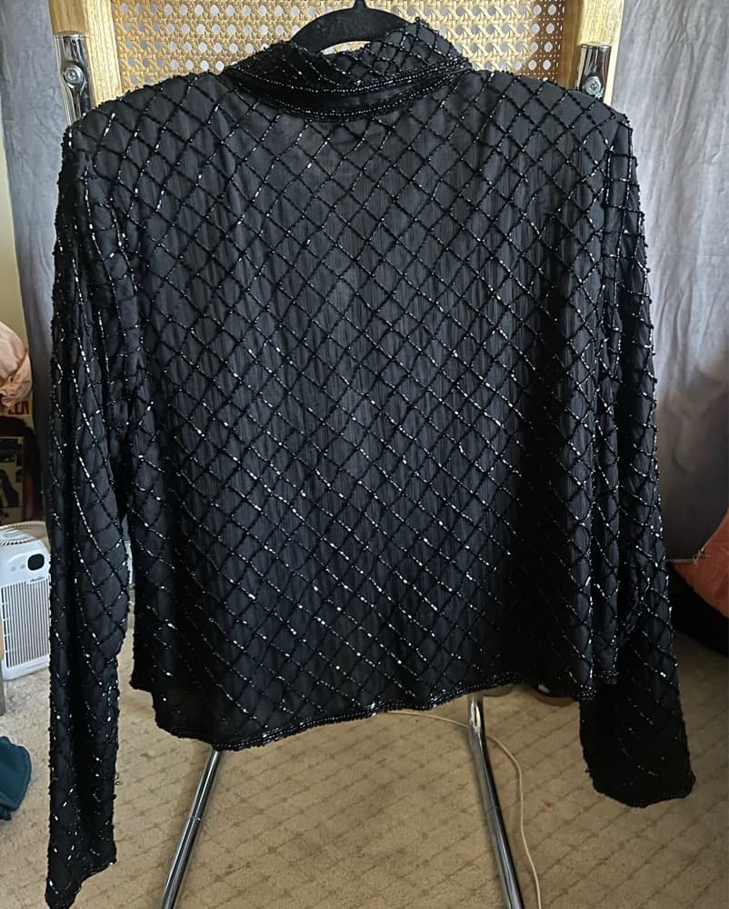 Vintage 90s Black Beaded Jacket - Image 3