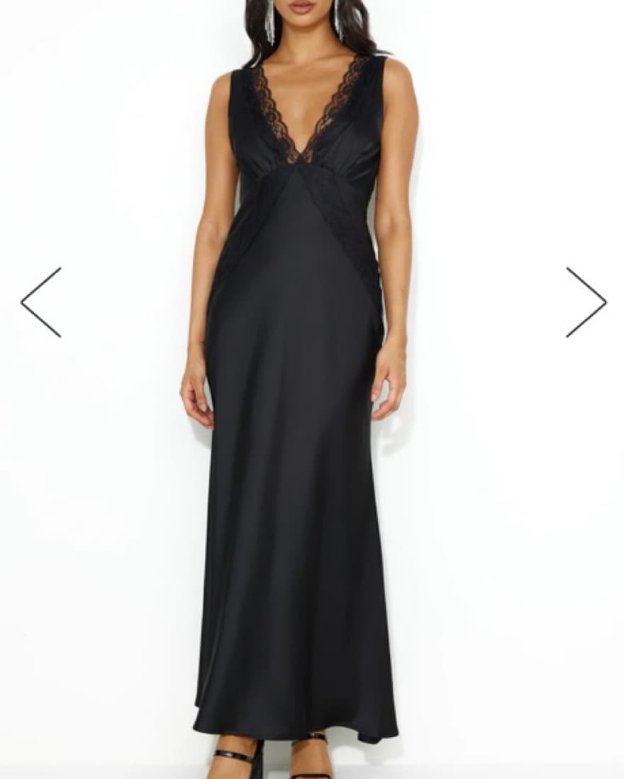 Black Long Satin Dress - Image 1