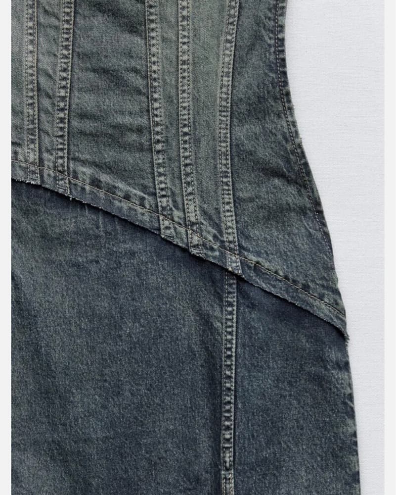 Asymmetrical Denim Midi Dress - Image 5