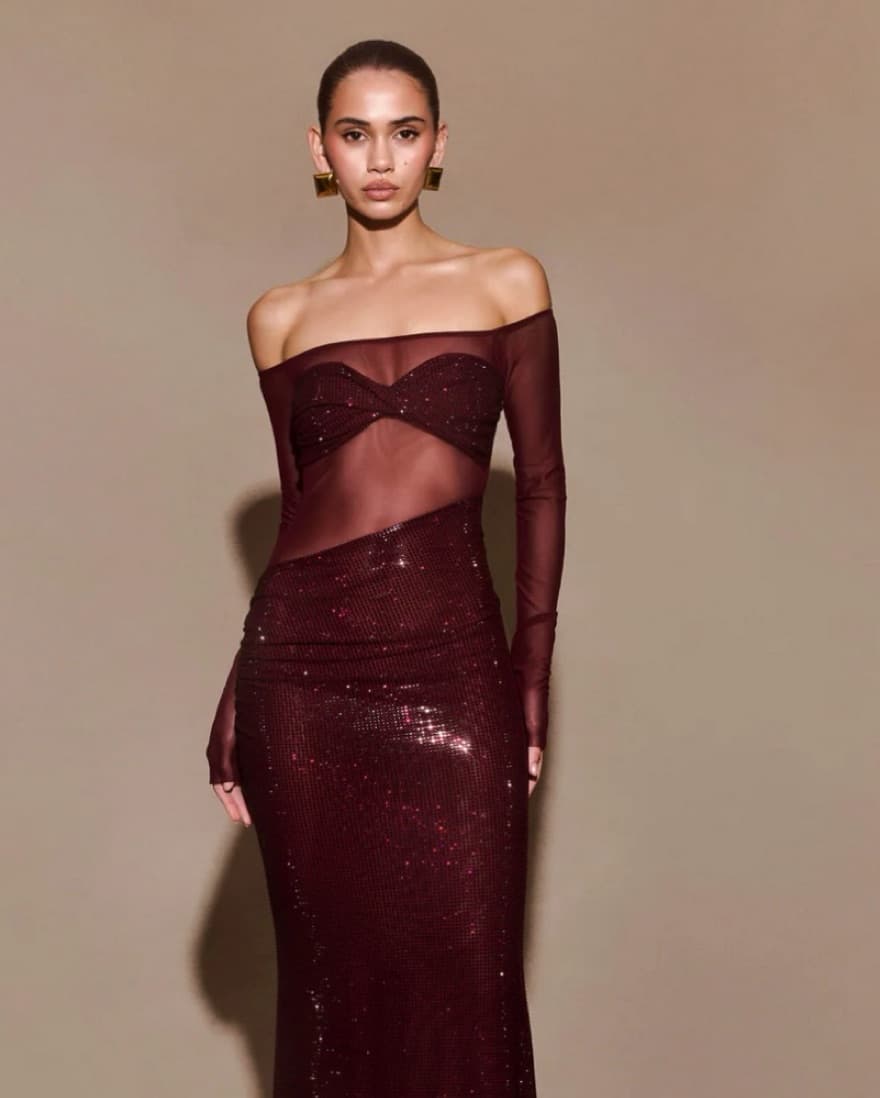 Nash Diamante Off Shoulder Maxi Dress - Image 2