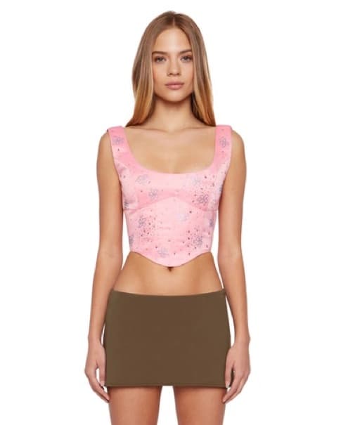 Danielle Guizio Pink Rhinestone Corset - Image 2