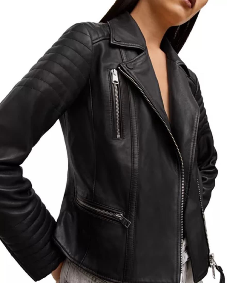 Sleek Black Leather Moto Jacket - Image 3
