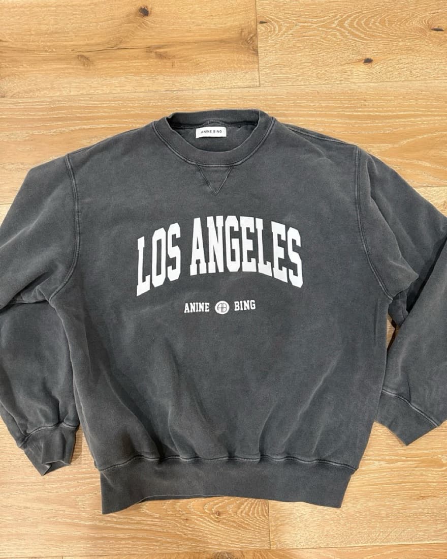 Anine Bing Washed Black LA Sweatshirt - Image 1