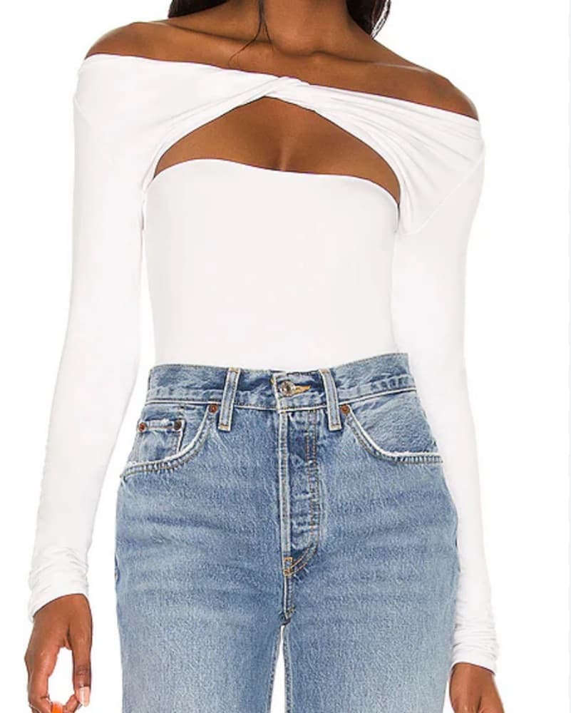Artemis White Cutout Off-Shoulder Crop Top - Image 1