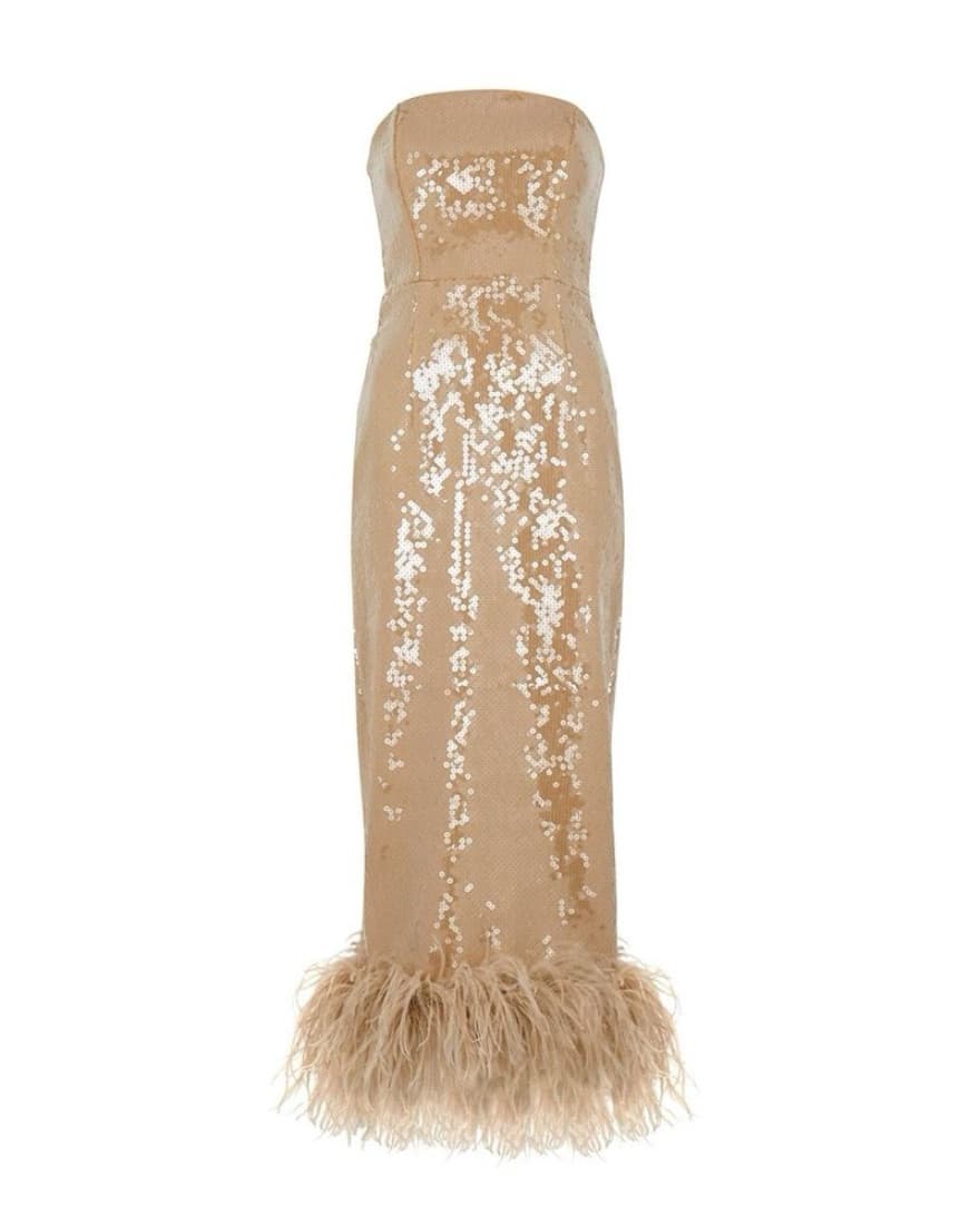 16Arlington Feather Trimmed Sequin Dress - Image 4
