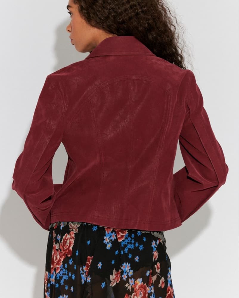 Free People Burgundy Suede Jacket - Image 2