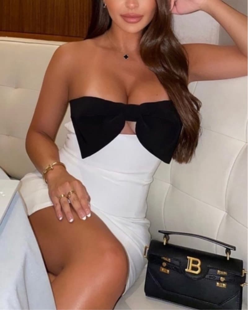 Black And White Zara Bow Dress - Image 4