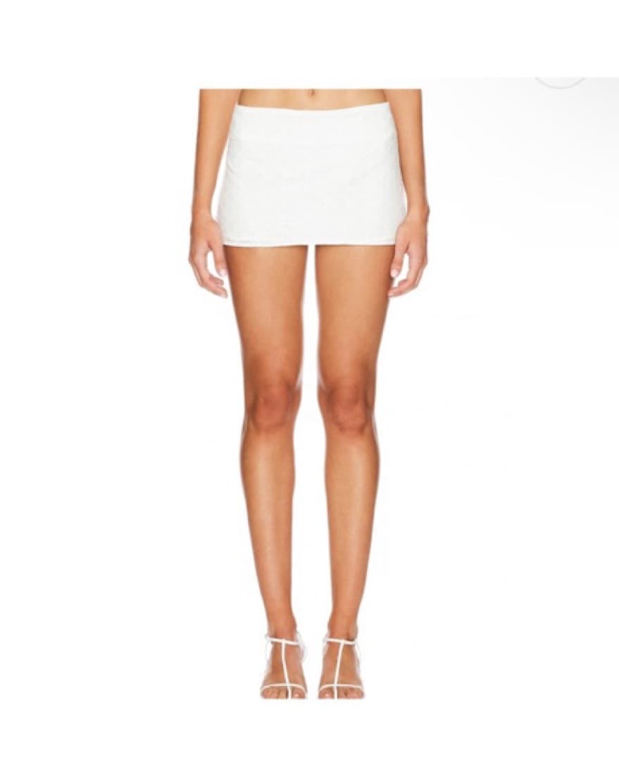 Perfect White Eyelet Mini Skirt - Image 1