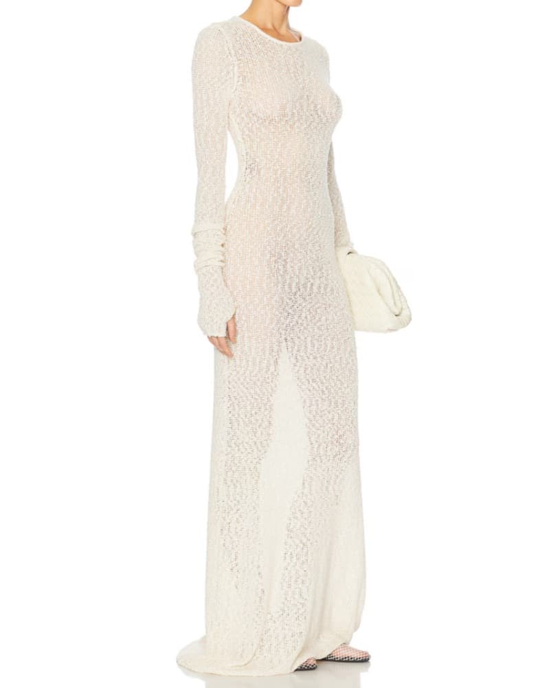 HELSA Tatum Maxi Knit Dress in Ivory - Image 3