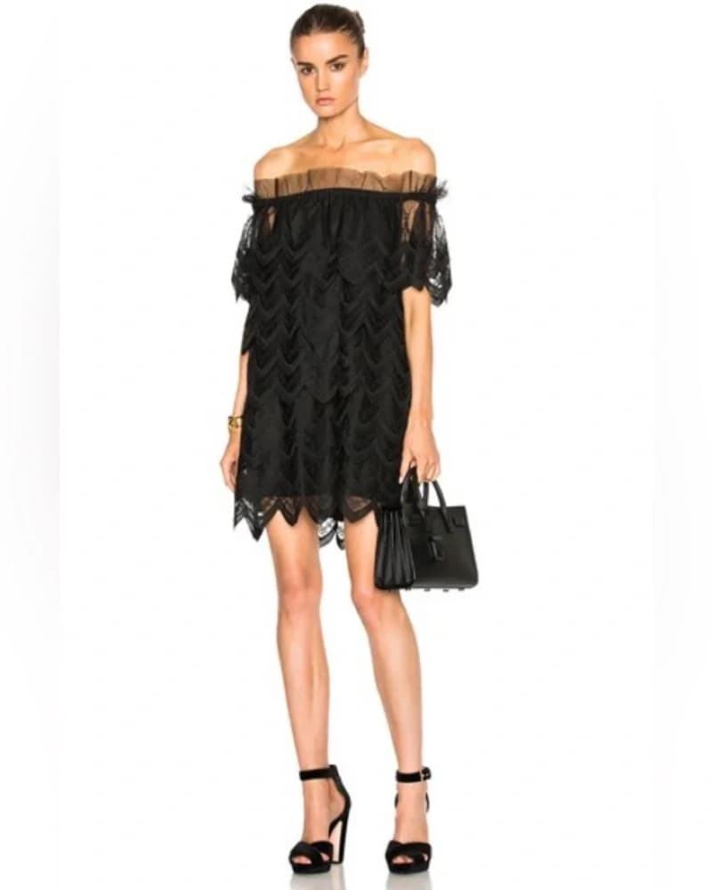 Alexis Black Lace Off Shoulder Dress - Image 3