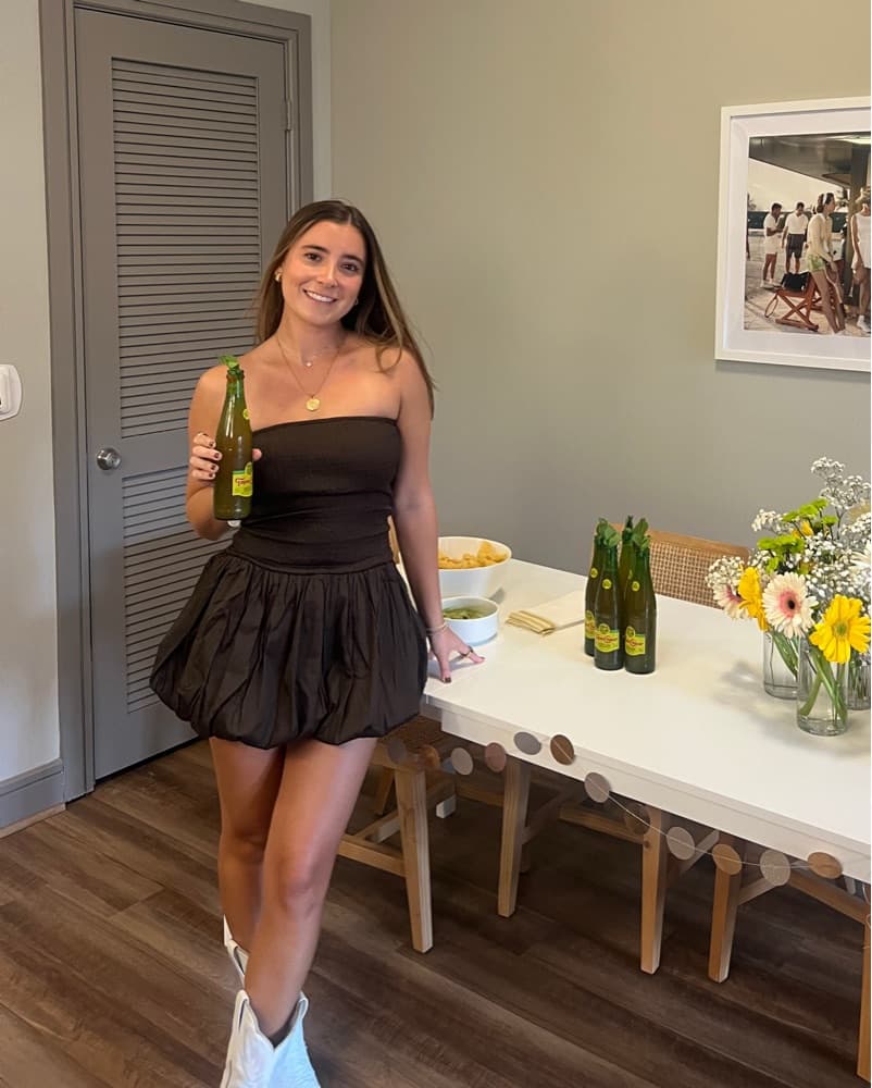 Brown Strapless Bubble Dress - Image 2