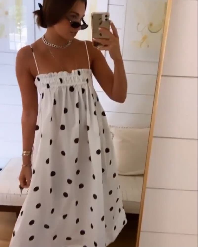Ganni Smocked Polka Dot Midi Dress - Image 2