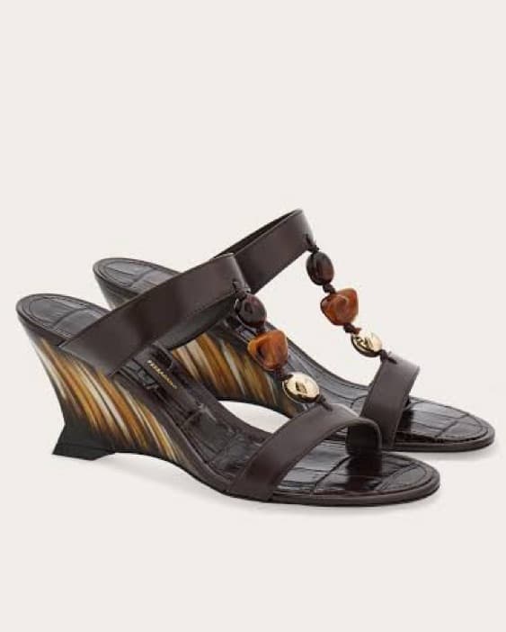 Ferragamo Beaded Seleny Wedges - Image 1