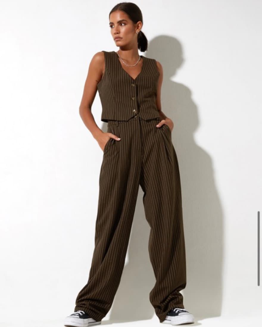 TROUSER IN PINSTRIPE BROWN - Image 5