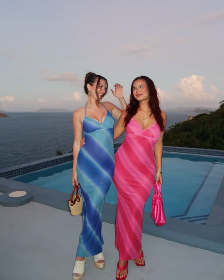 Sparkly Blue Halter Maxi Dress - Image 2