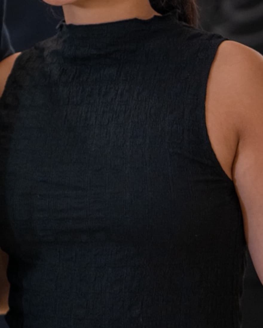Black Ribbed Dress - Image 2