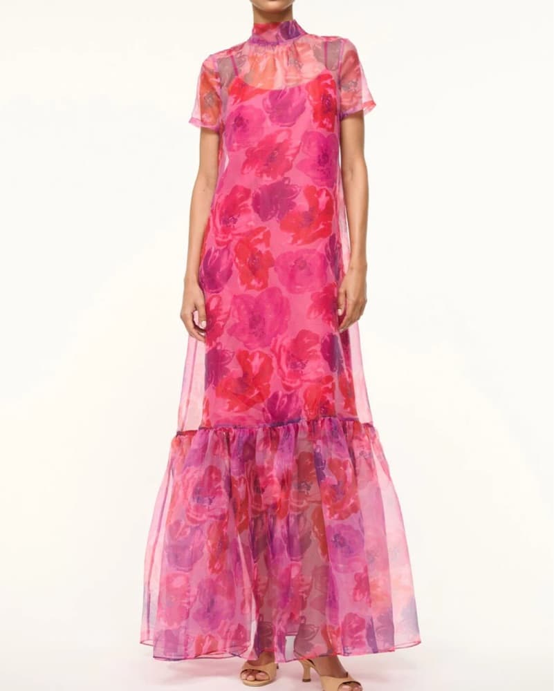 STAUD CALLUNA DRESS MAGENTA PAINTED FLOR - Image 1