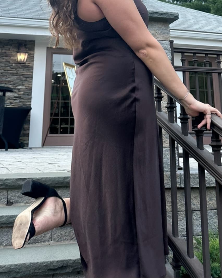 Dark Chocolate Satin Dress - Image 2