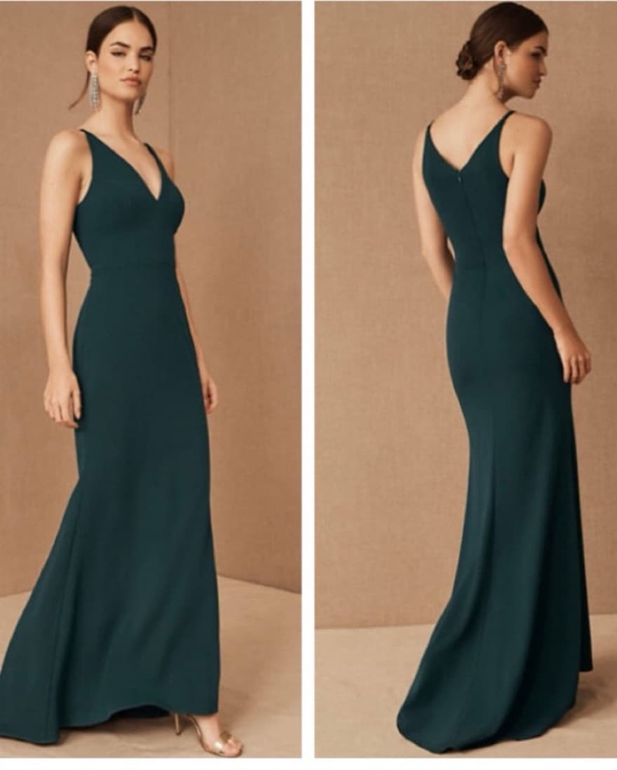 BHLDN Dark emerald Jones Crepe Dress - Image 1