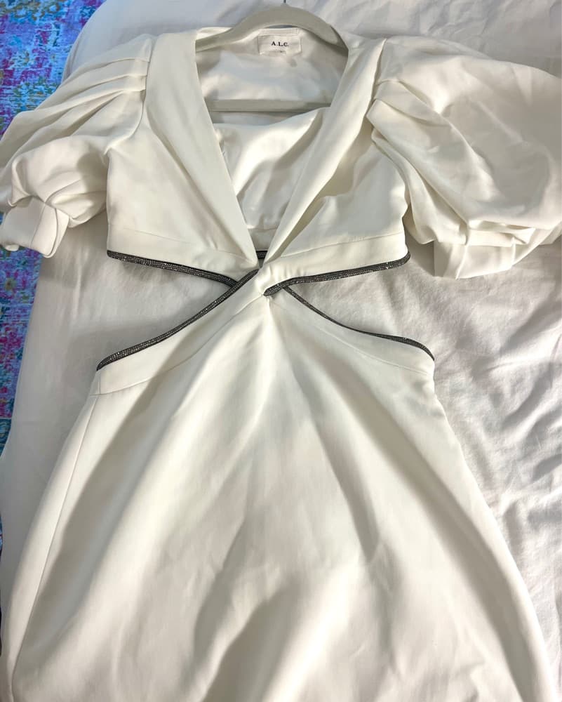 ALC White Mini Dress w/ Cutouts - Image 4