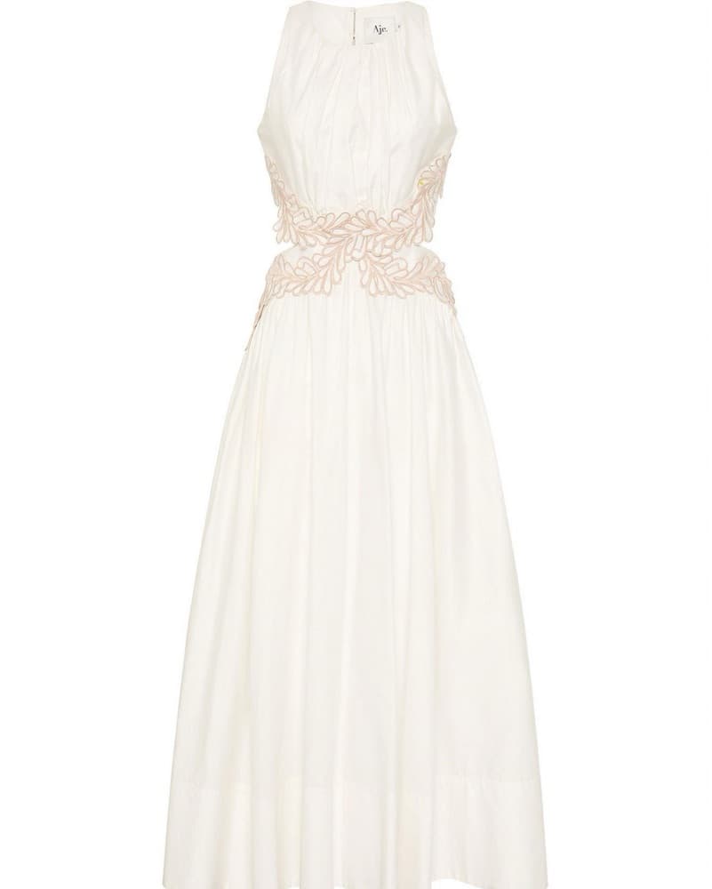 Aje Floral Open Back White Midi Dress - Image 1
