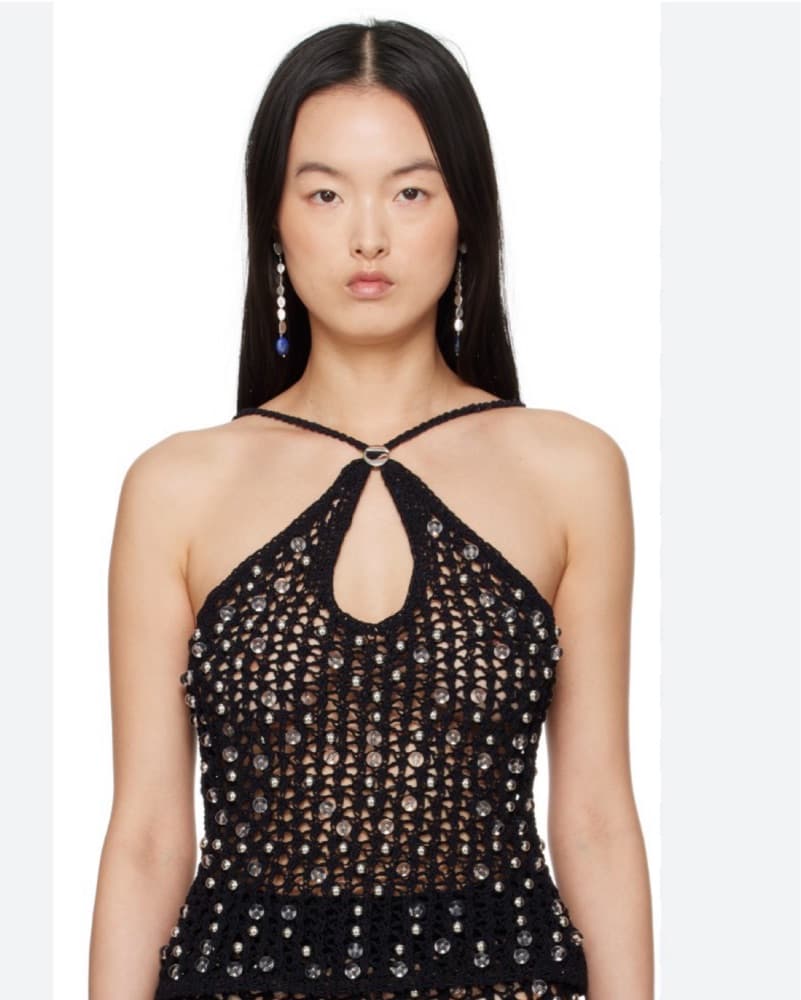 COPERNI Black Beaded Knitted Tank Top - Image 1