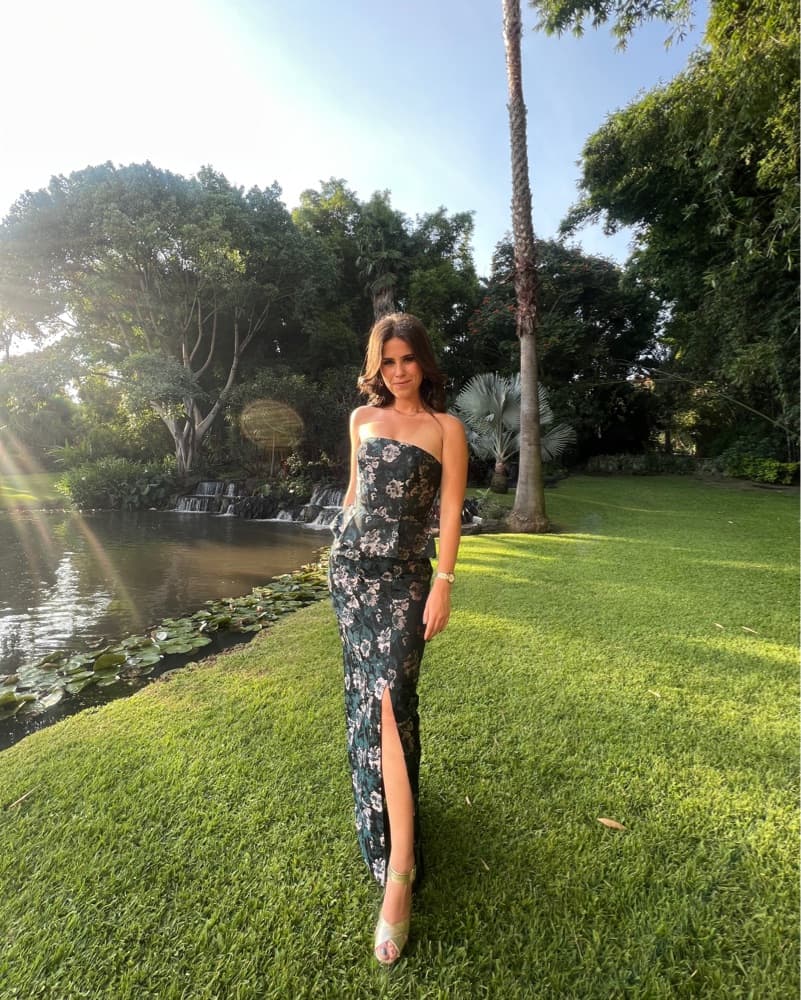 Elegant Floral Strapless Maxi Dress - Image 1