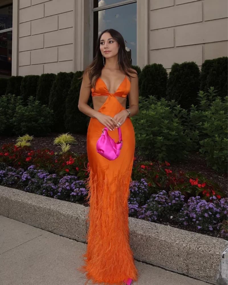 Cult Gaia Raisa Gown in Papaya - Image 4