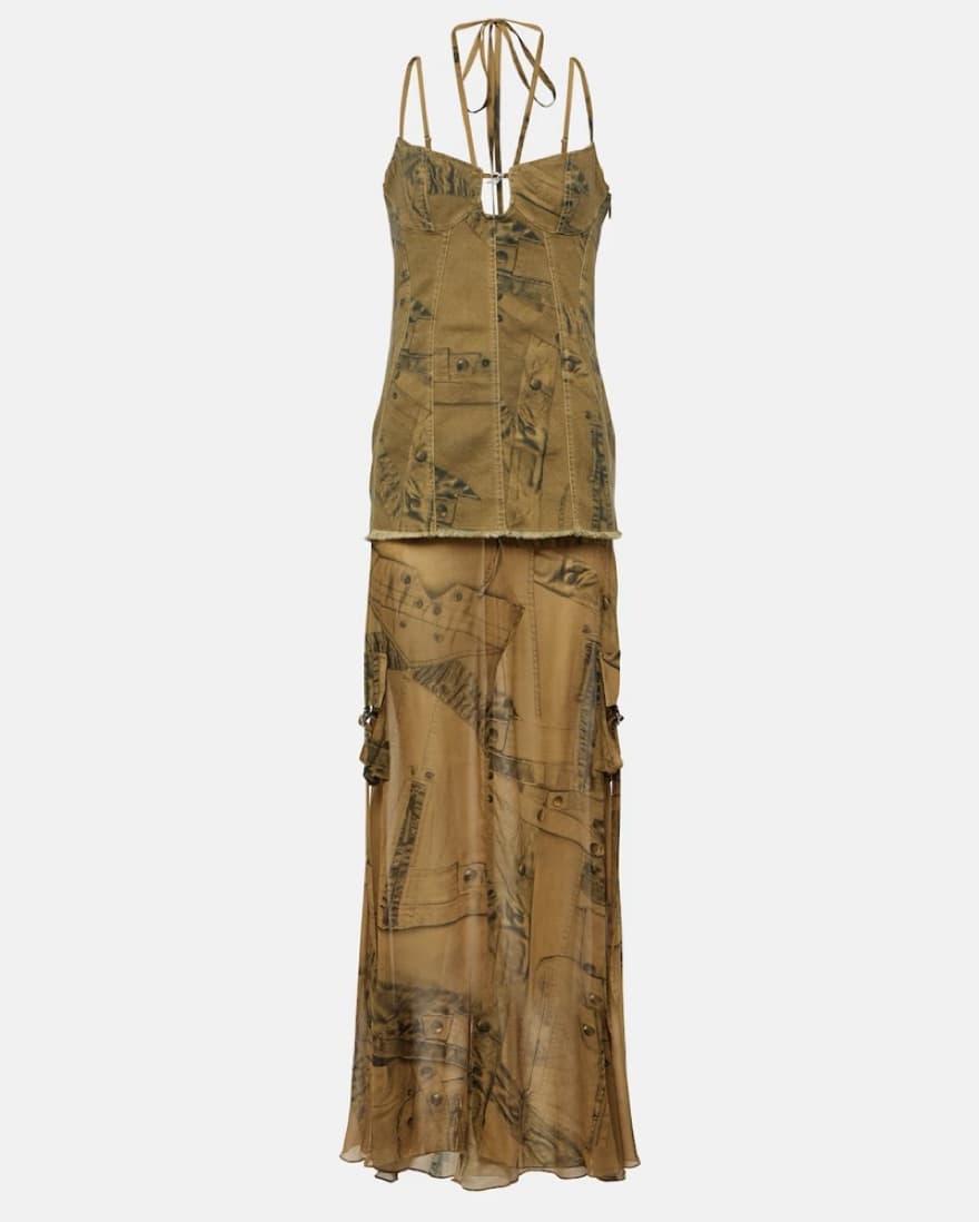 Bluemarube Camo Denim Maxi Dress - Image 3